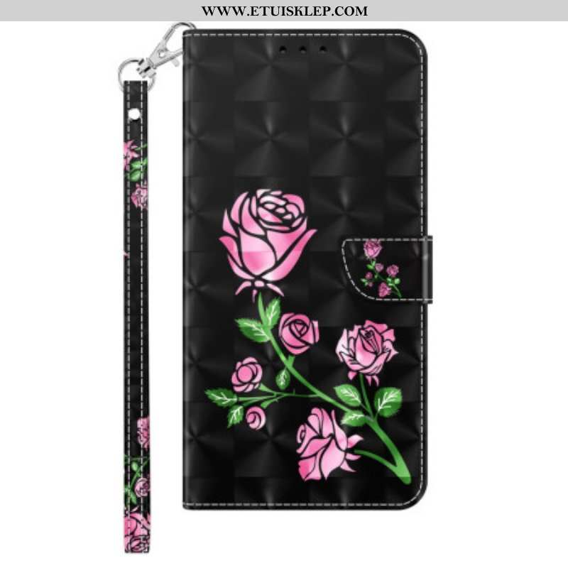 Etui Na Telefon Pokrowce do iPhone 14 Pro z Łańcuch Paskowe Róże